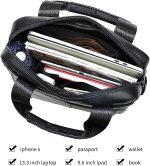 ND Genuine Leather Shoulder Messenger Bag for Men Adjustable Shoulders Sling Crossbody Bags for Travel Work Business Handbag (Black) - Image 5